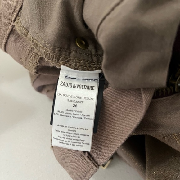 Zadig & Voltaire deluxe women’s Brown Darkside Dore Gold coated jeans - Picture 7 of 7